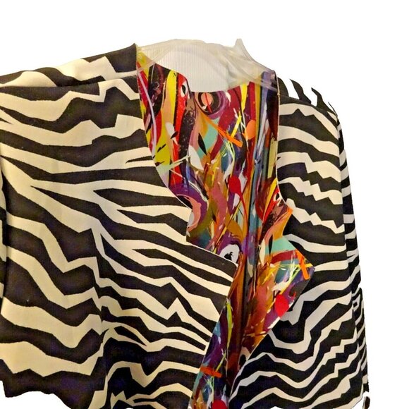XL Artsy‎ Zebra & Abstract Print Open Jacket – Designer Style Statement Piece - Picture 6 of 6